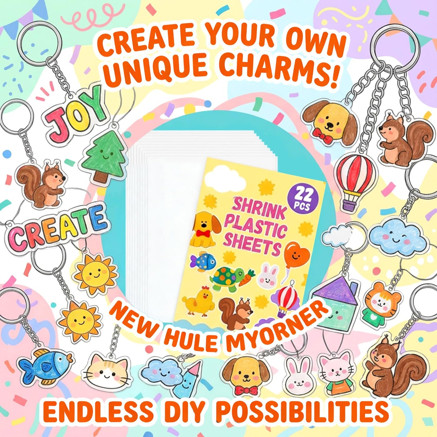 RAINFLOW 22PCS Shrinky Dink Sheets – Keychain Kit for DIY Shrink Art (7.9 x 5.7 in)