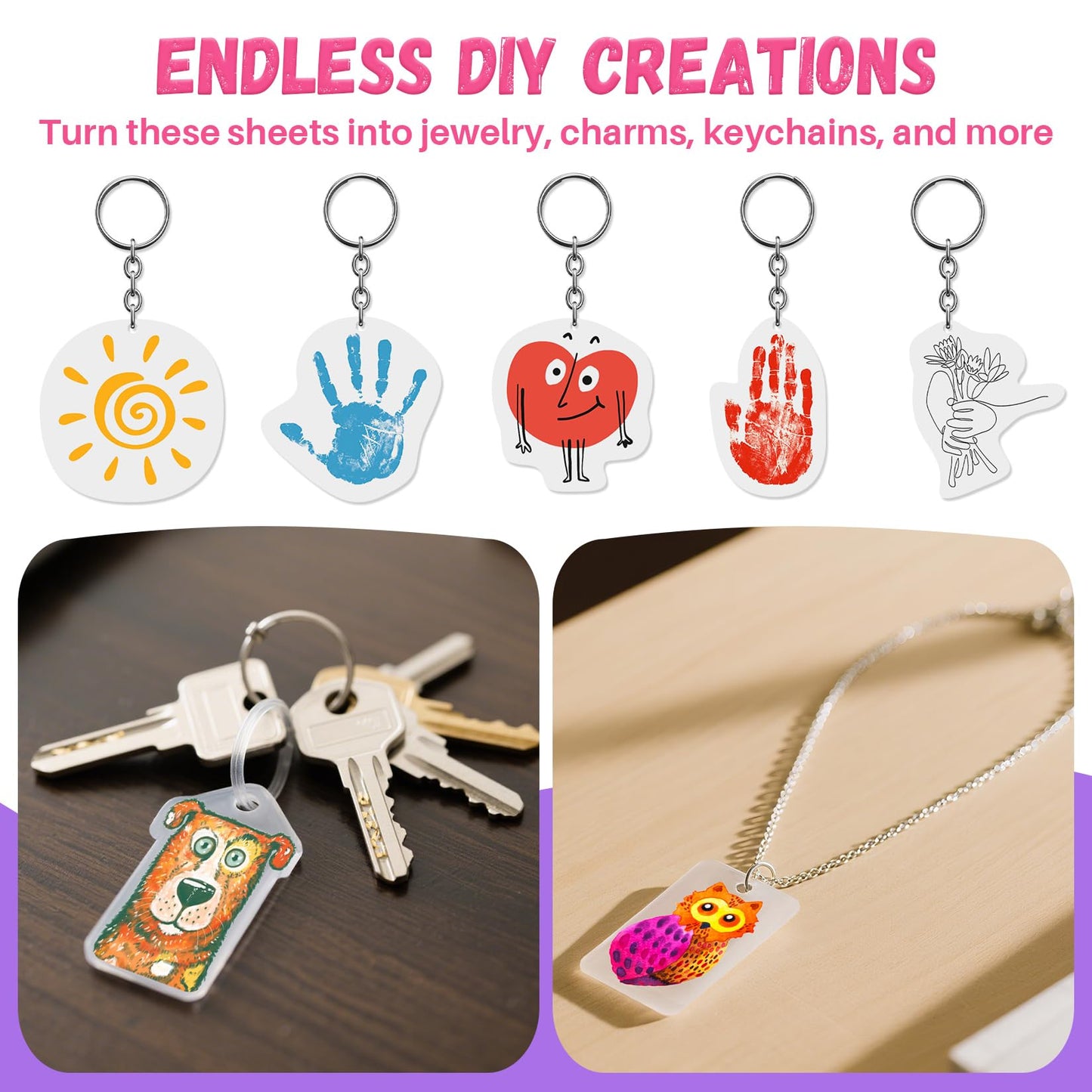 RAINFLOW 22PCS Shrinky Dink Sheets – Keychain Kit for DIY Shrink Art (7.9 x 5.7 in)