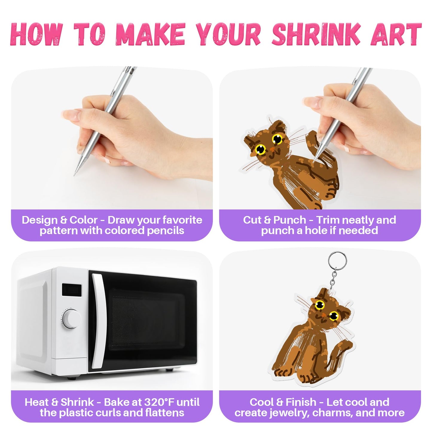 RAINFLOW 22PCS Shrinky Dink Sheets – Keychain Kit for DIY Shrink Art (7.9 x 5.7 in)
