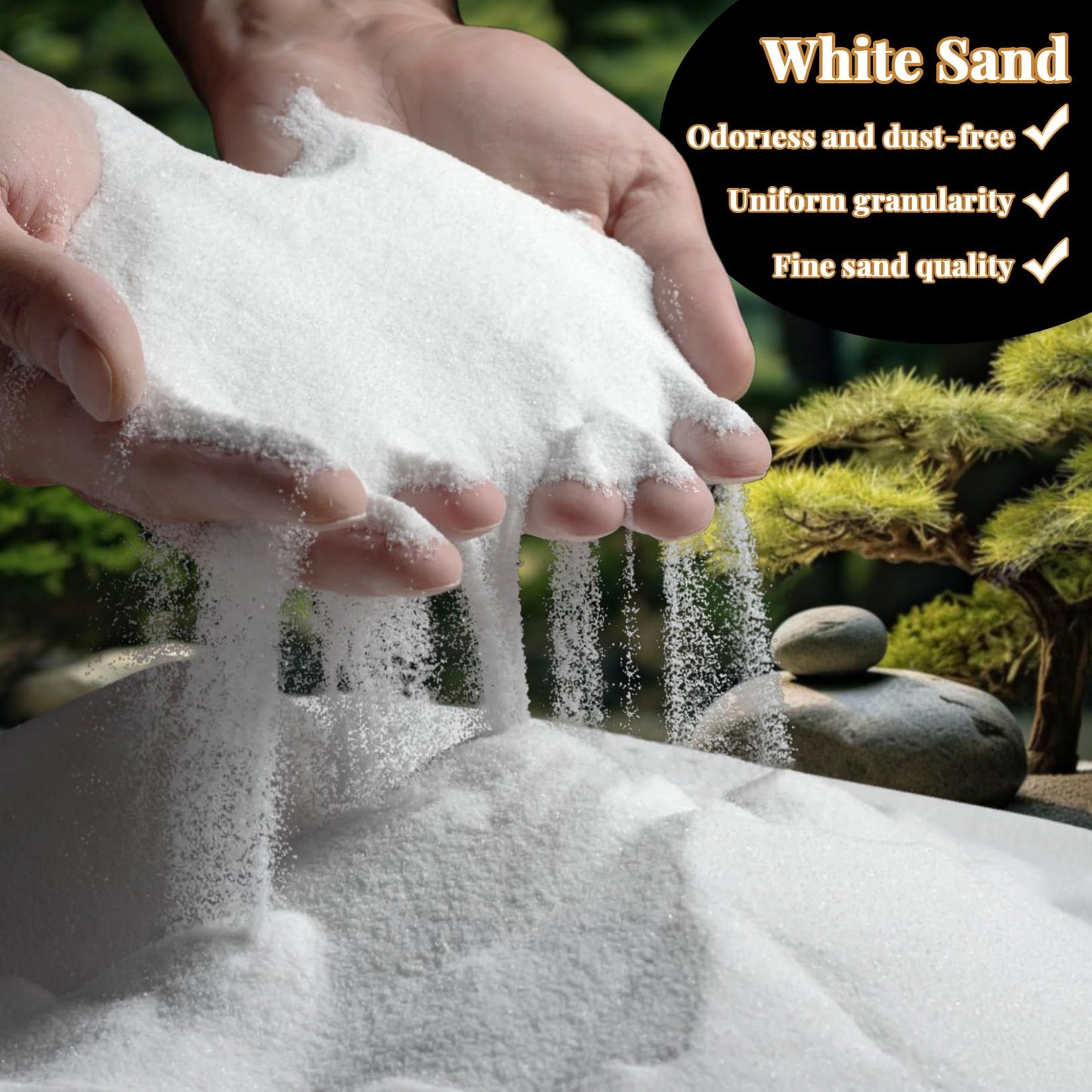 RAINFLOW 15 oz Fine White Sand for Crafts — Quartz Zen Garden Sand & Decor