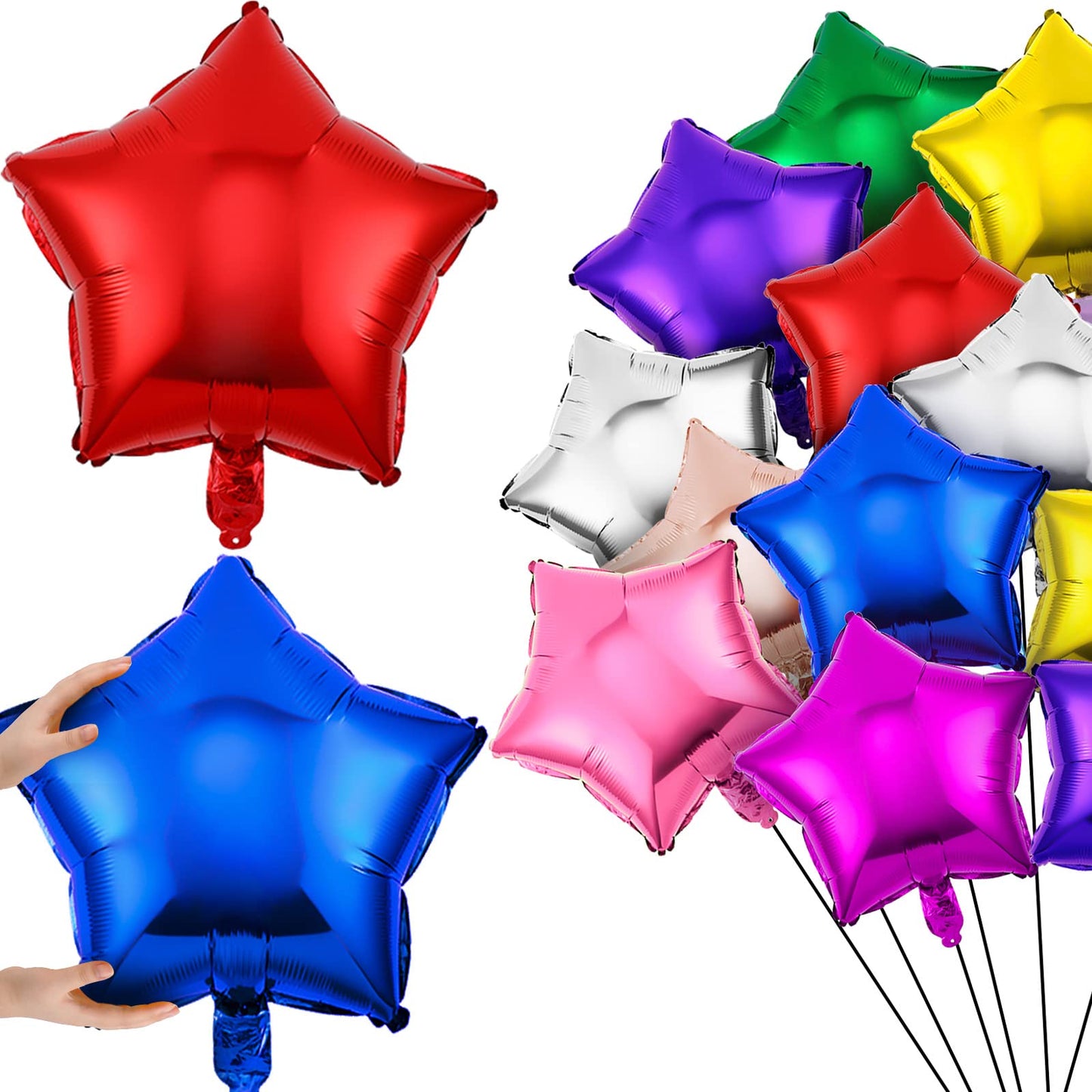 Raiten 100-Piece 18-Inch Star Shape Foil Balloons – Multicolor Helium Party Decor