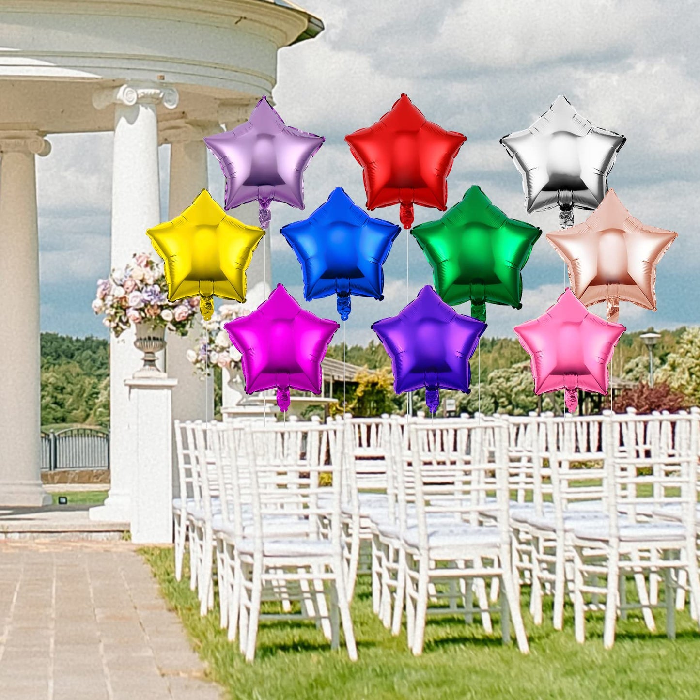 Raiten 100-Piece 18-Inch Star Shape Foil Balloons – Multicolor Helium Party Decor