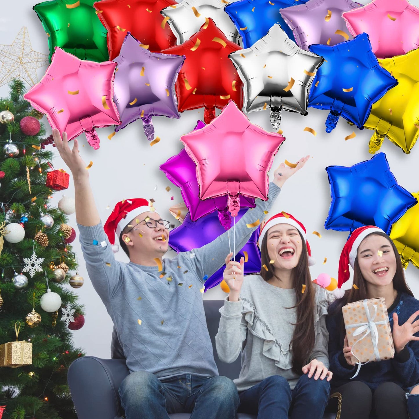Raiten 100-Piece 18-Inch Star Shape Foil Balloons – Multicolor Helium Party Decor