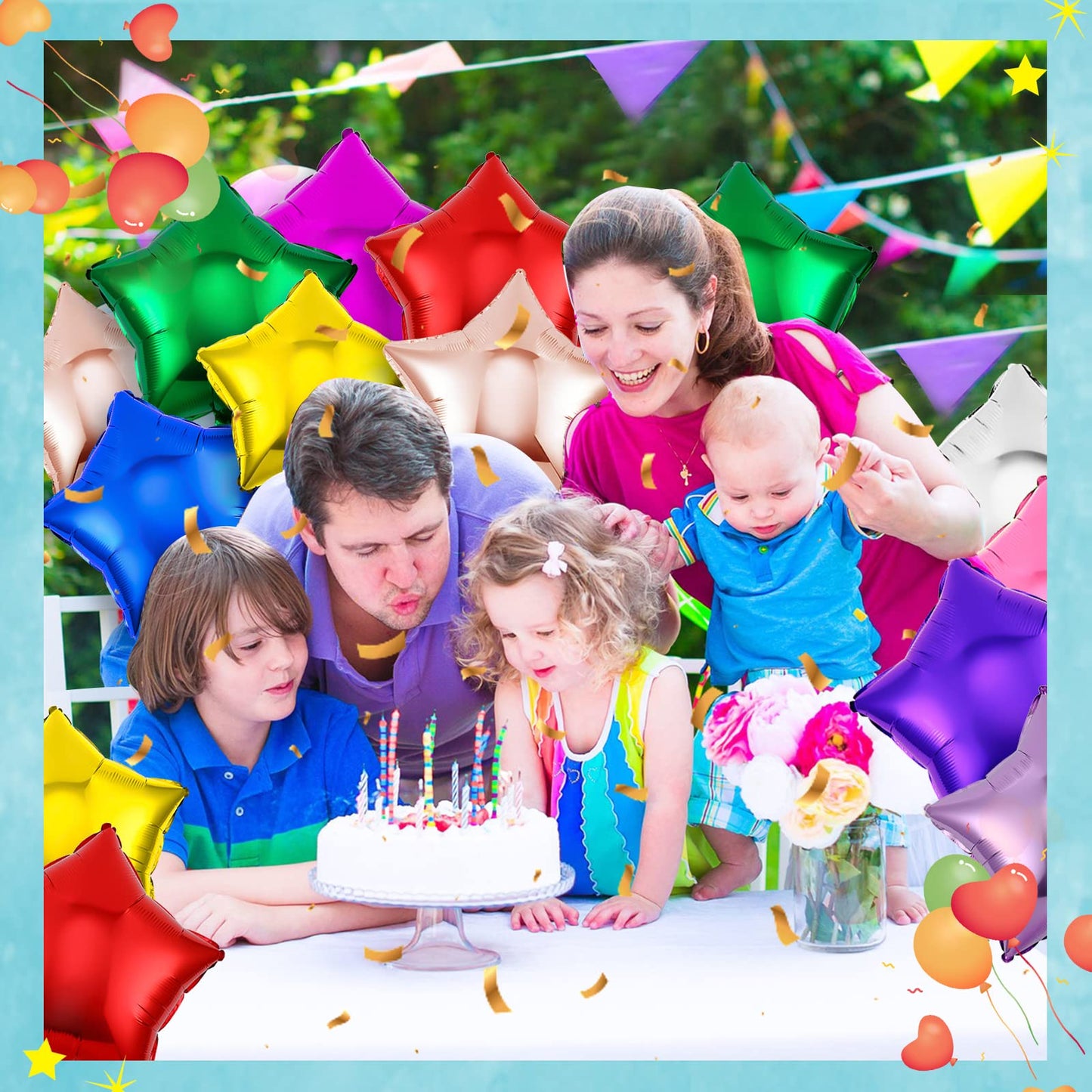 Raiten 100-Piece 18-Inch Star Shape Foil Balloons – Multicolor Helium Party Decor