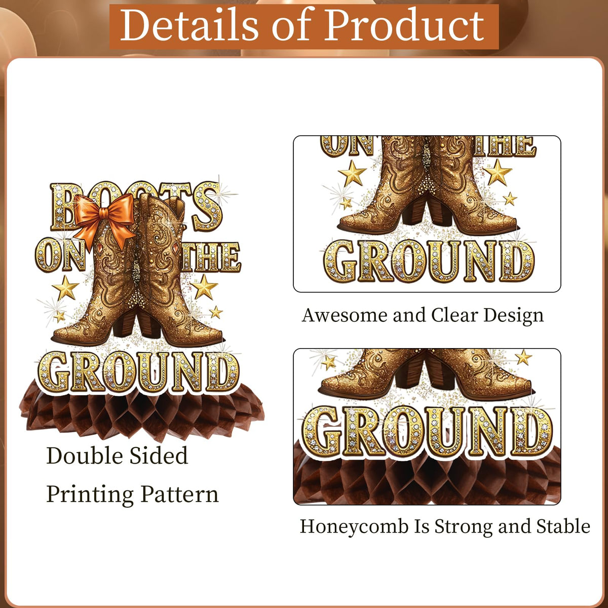 Rakuto Boots on the Ground Decorations – 9pc Western Cowboy Honeycomb Centerpieces for Parties, Birthdays & Baby Showers