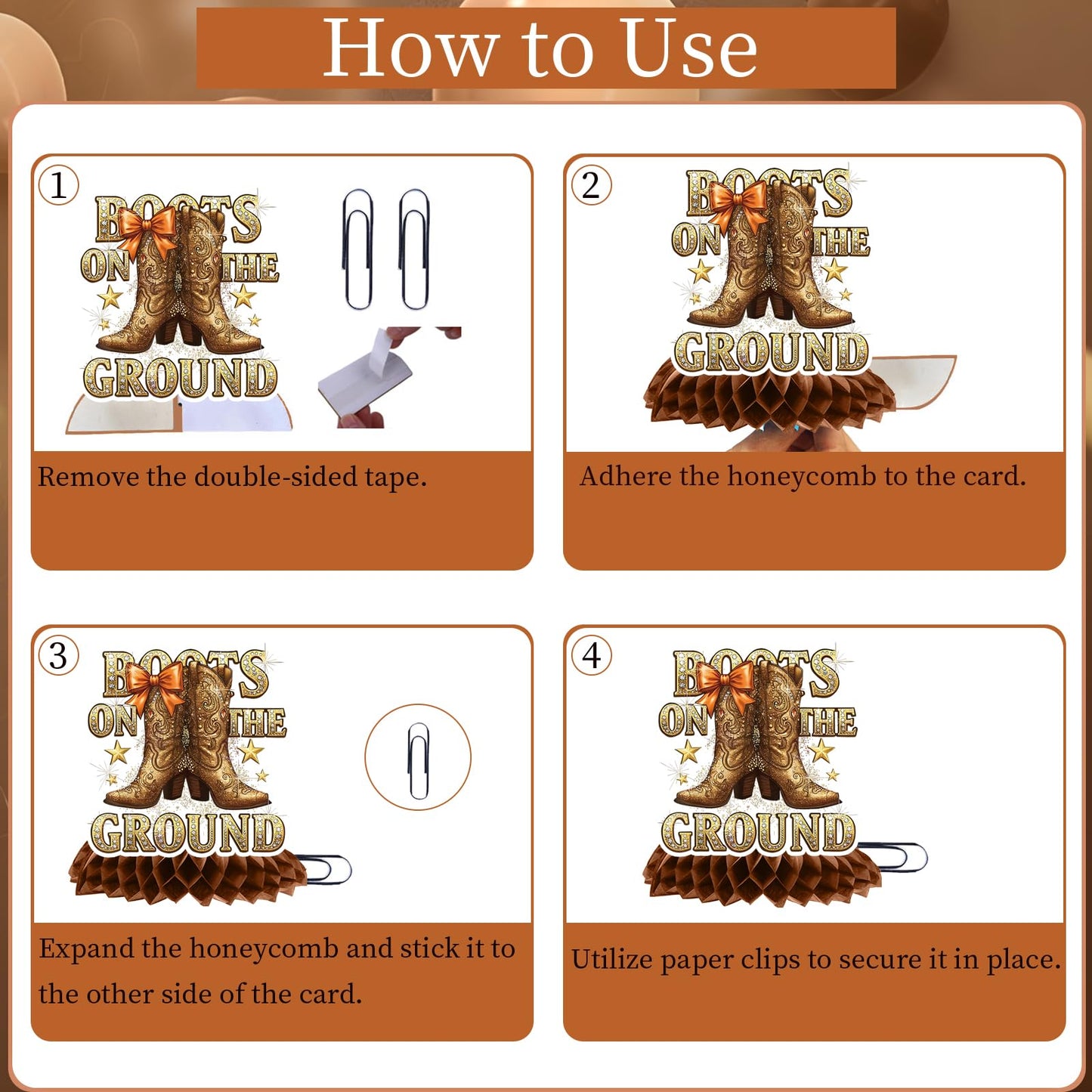 Rakuto Boots on the Ground Decorations – 9pc Western Cowboy Honeycomb Centerpieces for Parties, Birthdays & Baby Showers