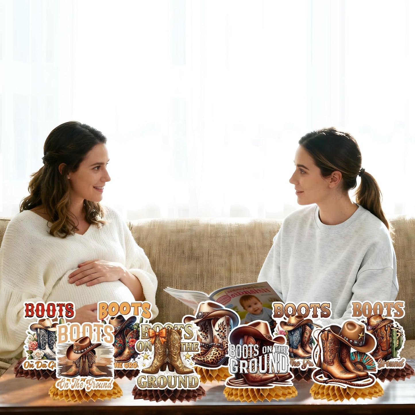 Rakuto Boots on the Ground Decorations – 9pc Western Cowboy Honeycomb Centerpieces for Parties, Birthdays & Baby Showers