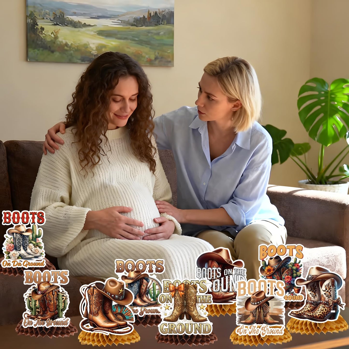 Rakuto Boots on the Ground Decorations – 9pc Western Cowboy Honeycomb Centerpieces for Parties, Birthdays & Baby Showers