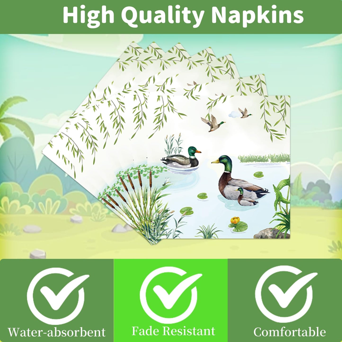 Rakuto Mallard Duck Baby Shower Decorations — 96Pcs Tableware for 24 Guests