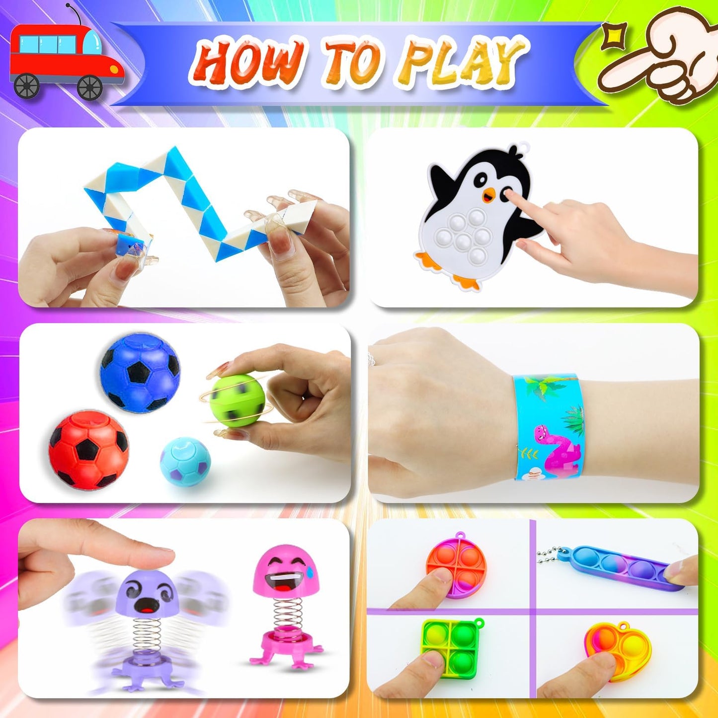 RALLYPANDA 1000+ Party Favors & Fidget Toys Pack for Kids – Classroom Rewards