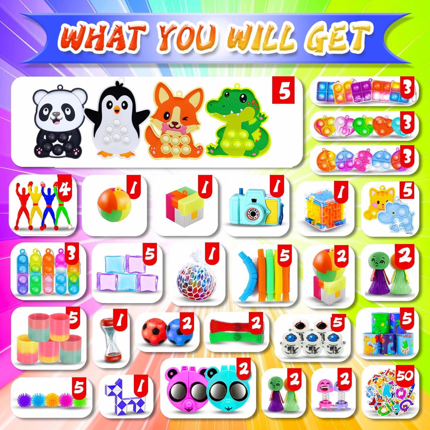 RALLYPANDA 1000+ Party Favors & Fidget Toys Pack for Kids – Classroom Rewards