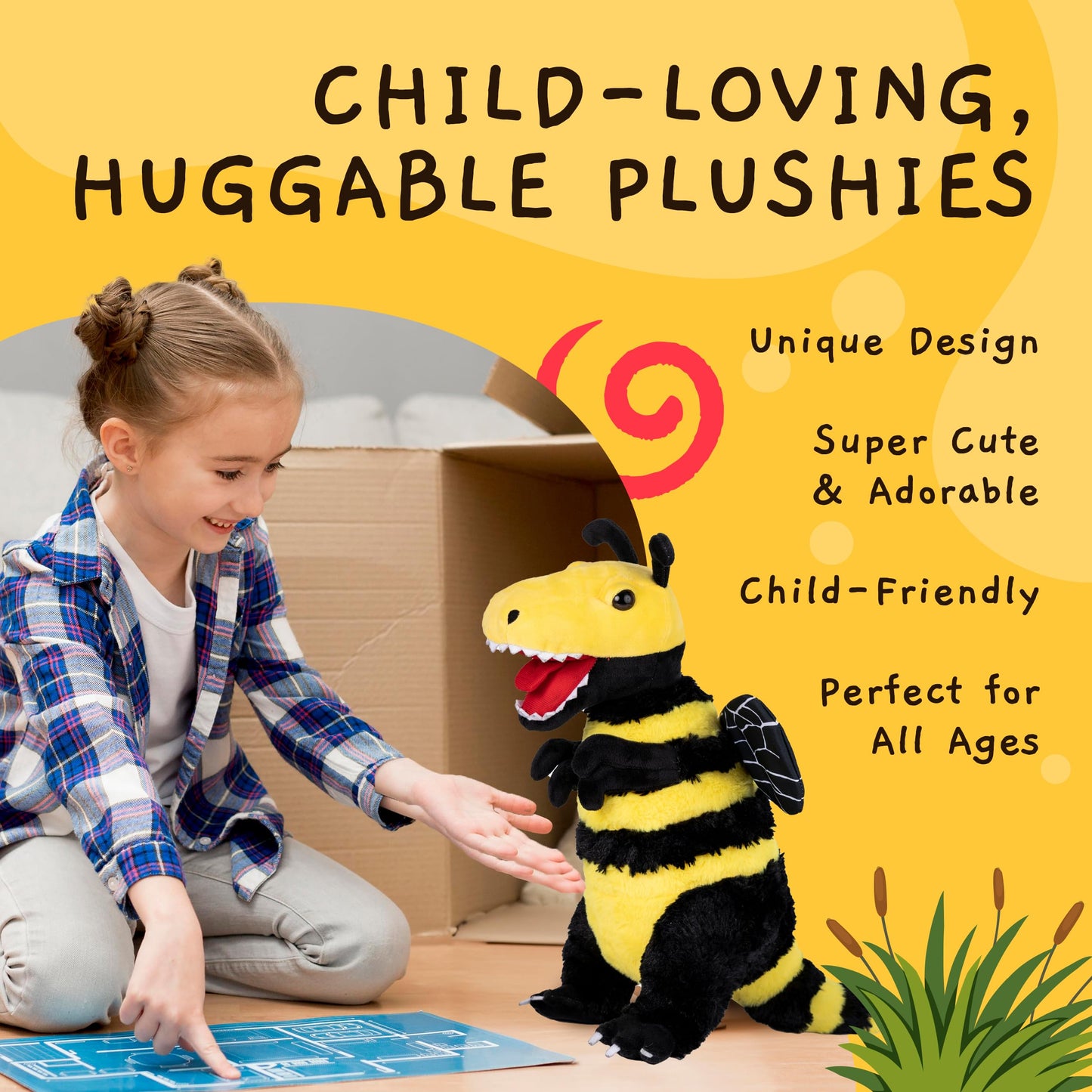 Randimals Bee & Tyrannosaurus Hybrid Plush Toy – Soft, Huggable Stuffed Animal for Kids