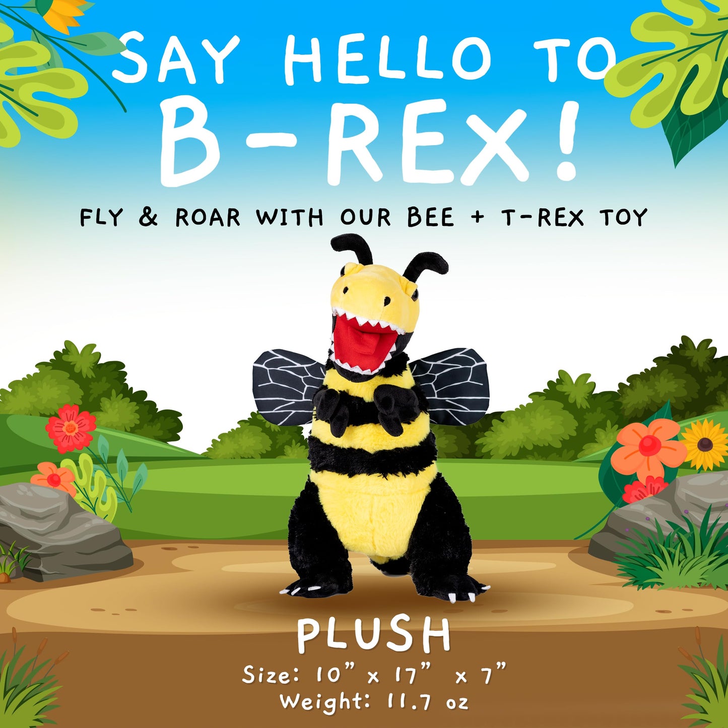 Randimals Bee & Tyrannosaurus Hybrid Plush Toy – Soft, Huggable Stuffed Animal for Kids