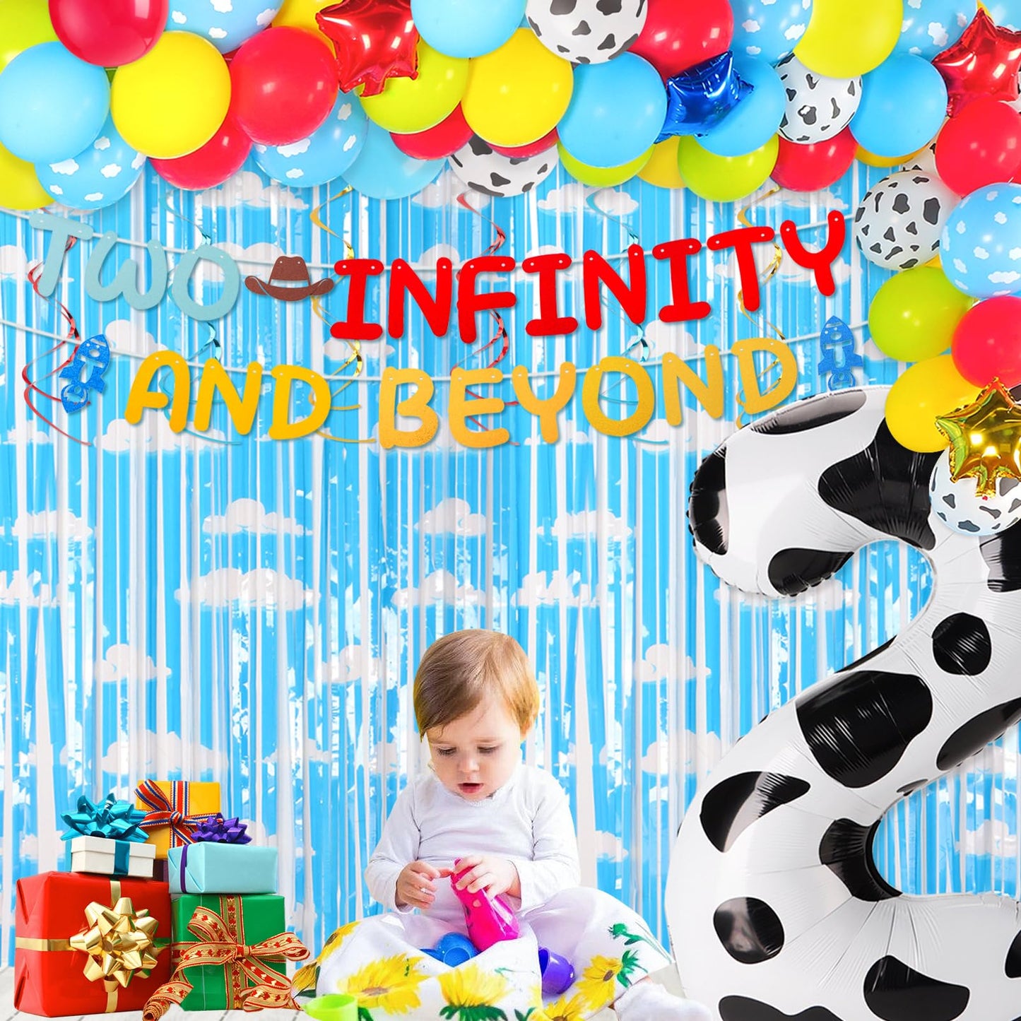 RANERVZ Two Infinity and Beyond Banner - Toy-Inspired 2nd Birthday Decor