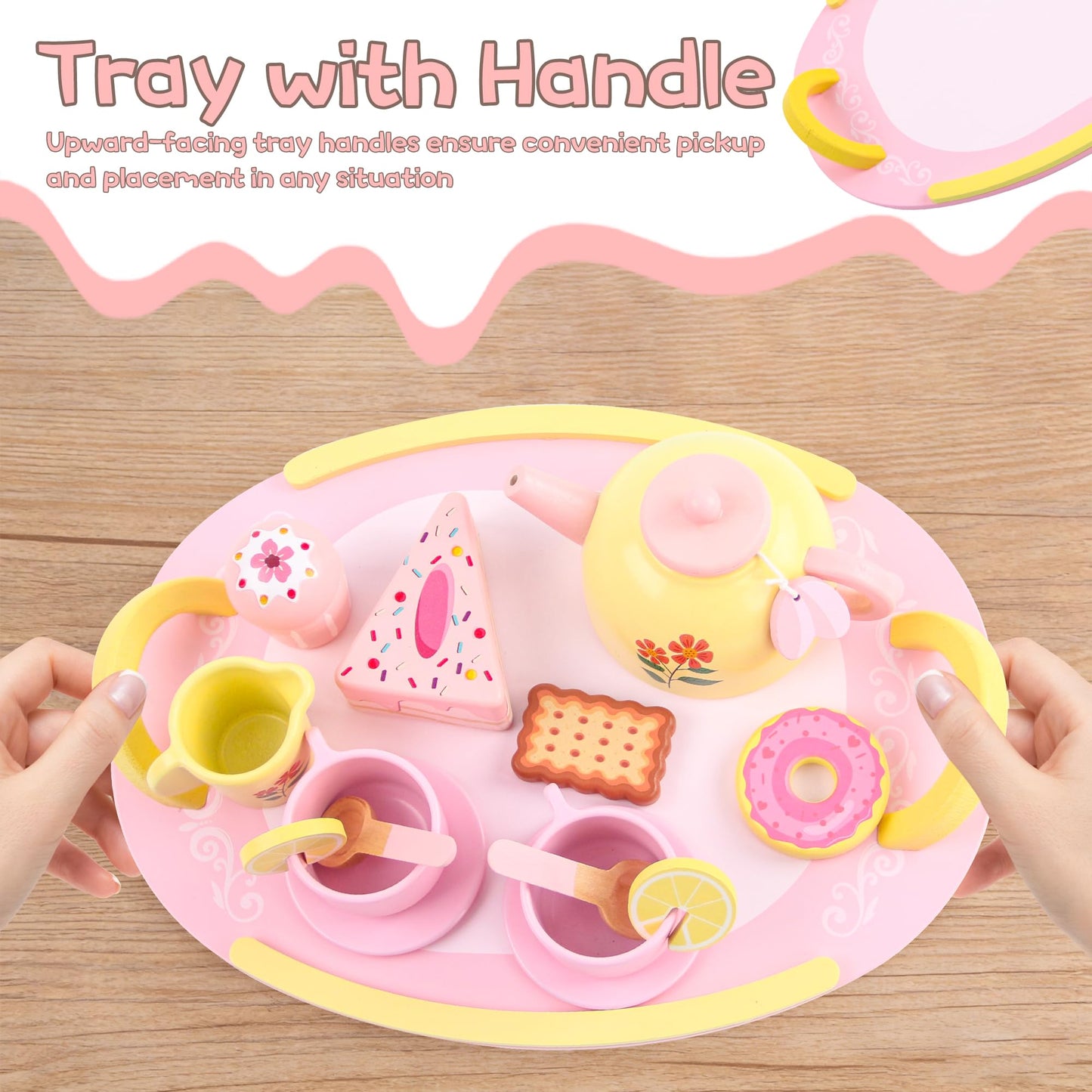Ranqibo Wooden Tea Set for Toddlers 3-6 – Imaginative Tea Party Kit