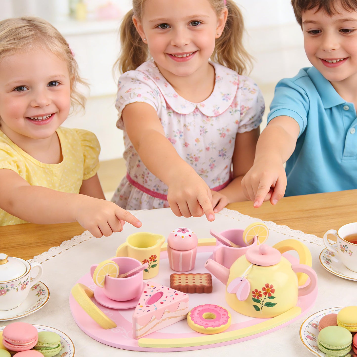 Ranqibo Wooden Tea Set for Toddlers 3-6 – Imaginative Tea Party Kit