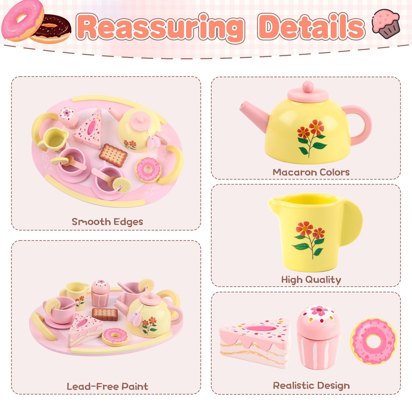 Ranqibo Wooden Tea Set for Toddlers 3-6 – Imaginative Tea Party Kit