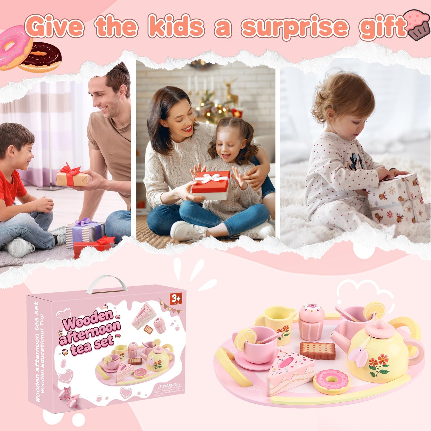 Ranqibo Wooden Tea Set for Toddlers 3-6 – Imaginative Tea Party Kit