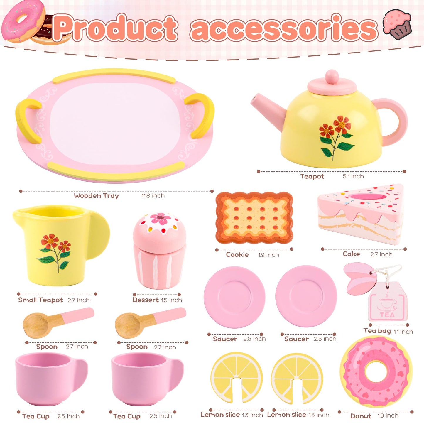 Ranqibo Wooden Tea Set for Toddlers 3-6 – Imaginative Tea Party Kit