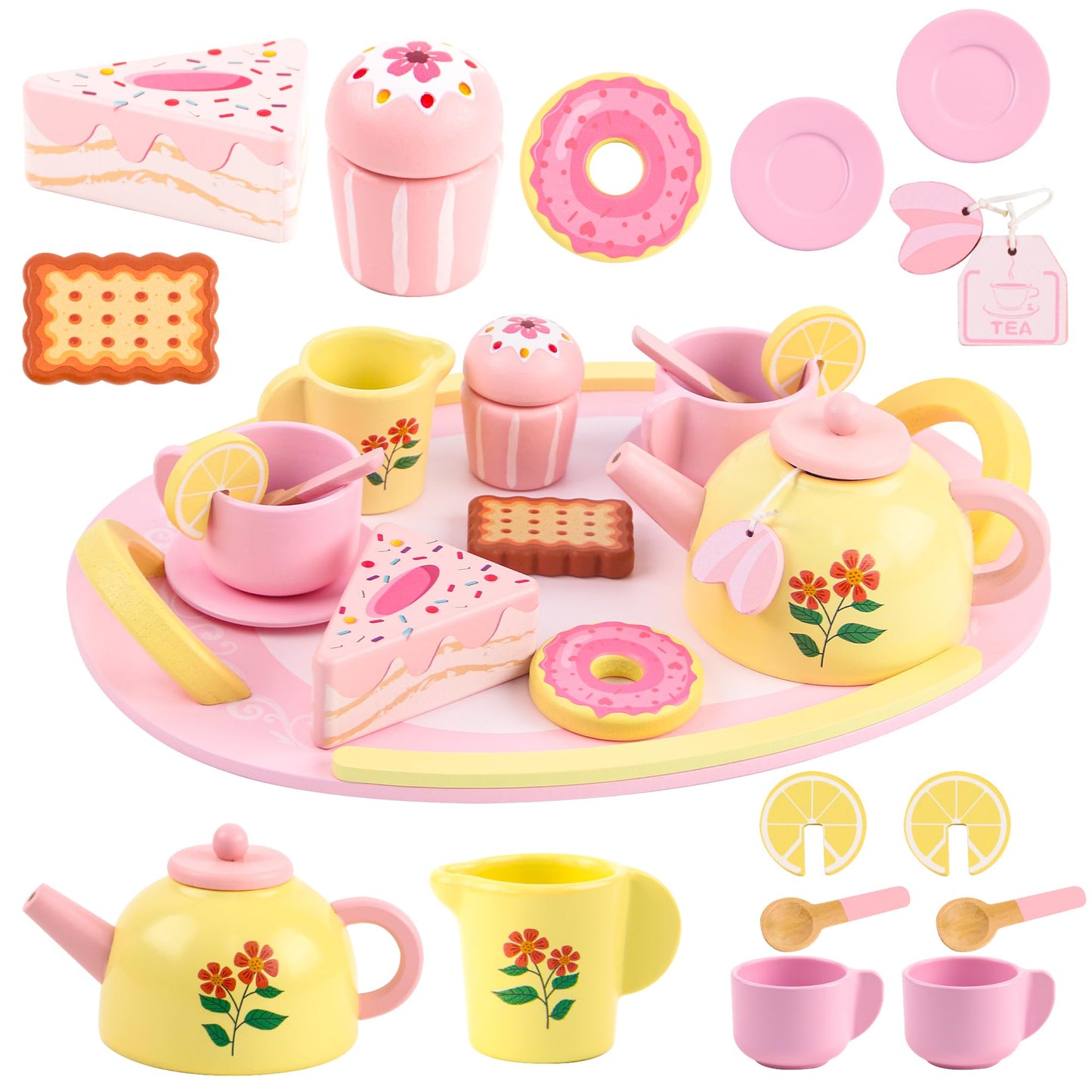 Ranqibo Wooden Tea Set for Toddlers 3-6 – Imaginative Tea Party Kit