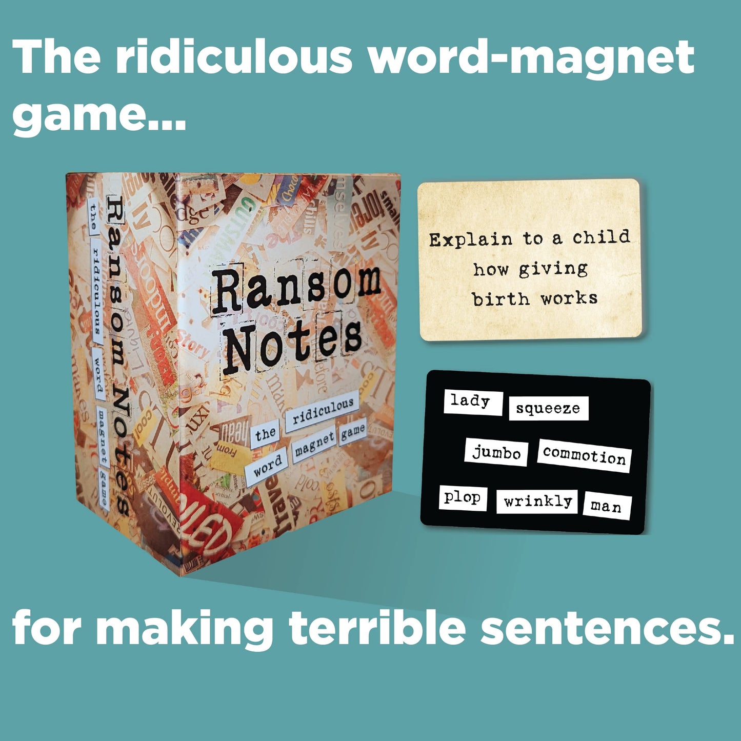 Ransom Notes - The Ridiculous Word Magnet Party Game for 3+ Players