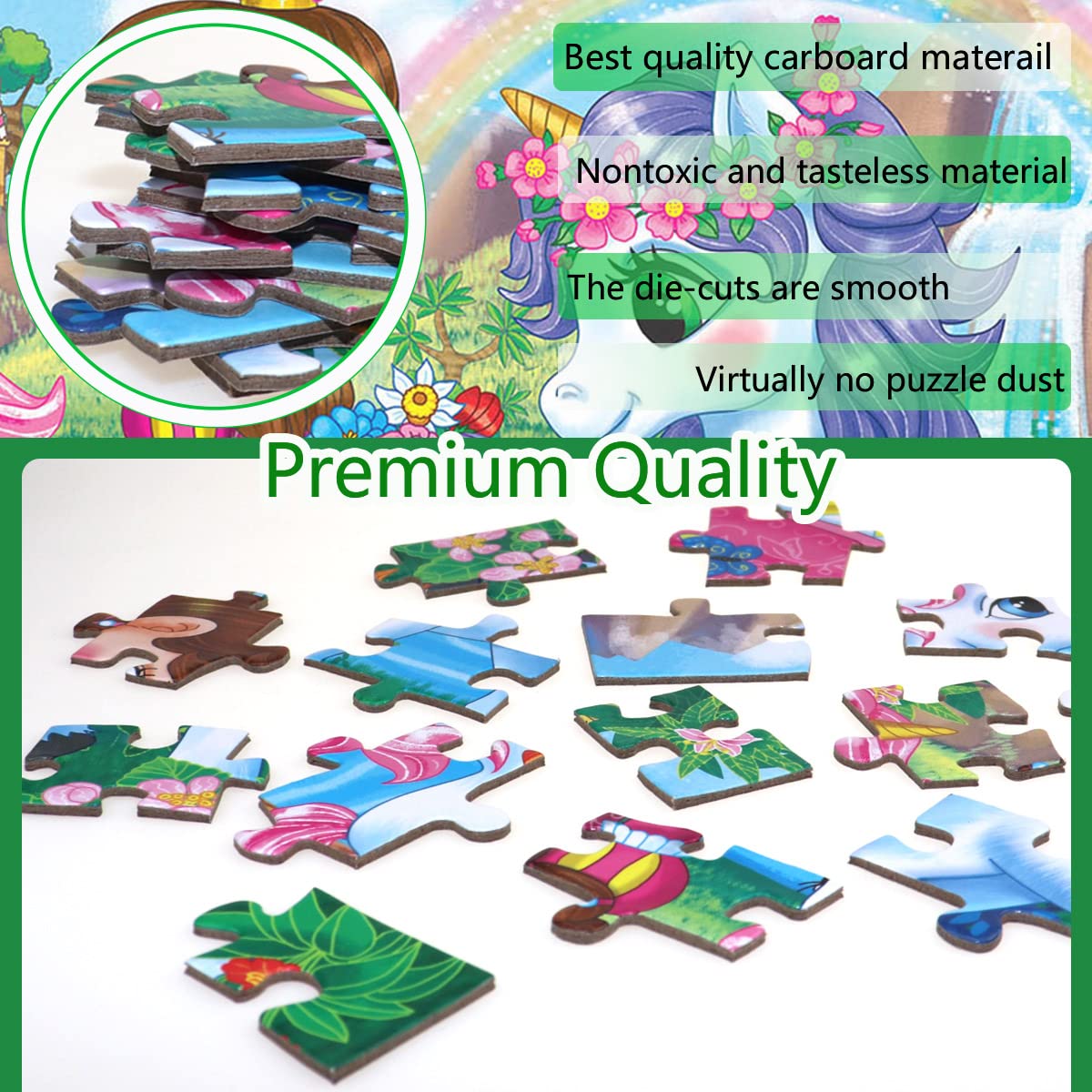 RANSUNN Princess & Unicorns 100-Piece Jigsaw Puzzle for Kids Aged 4-8 – Educational & Screen-Free Fun