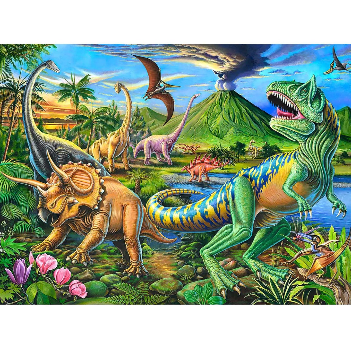 RANSUNN 100-Piece Dinosaur Jigsaw Puzzle for Kids 4-8 | Educational Toy, Every Piece Is Unique