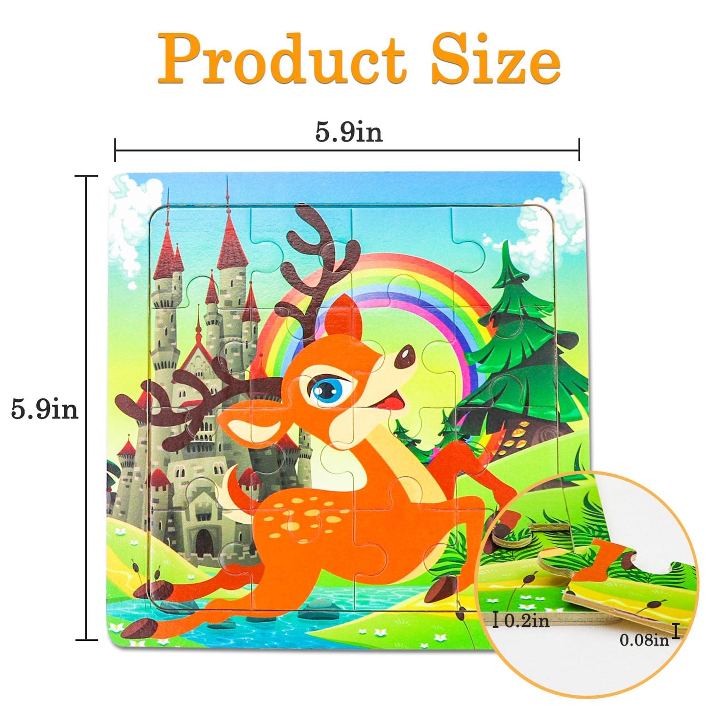 RANSUNN Wooden Animal Puzzles for Kids 3-5 - 16-Piece Colorful Puzzles (9-Pack)