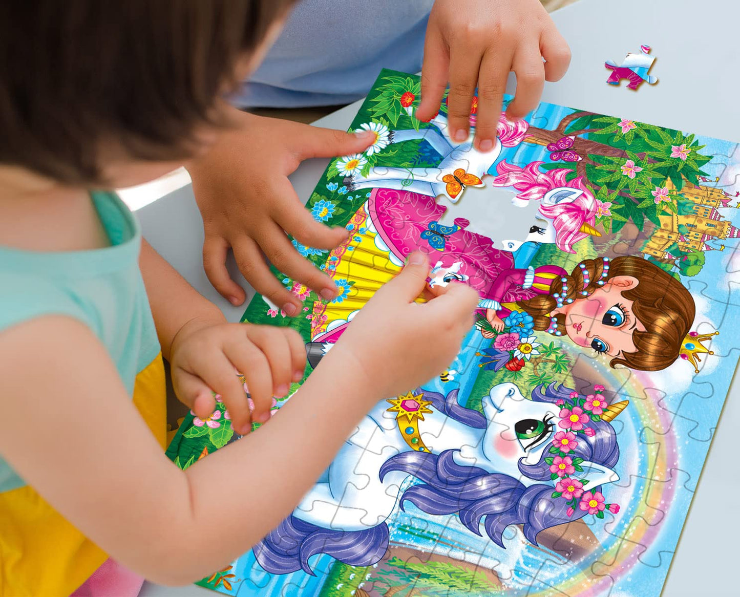 RANSUNN Princess & Unicorns 100-Piece Jigsaw Puzzle for Kids Aged 4-8 – Educational & Screen-Free Fun