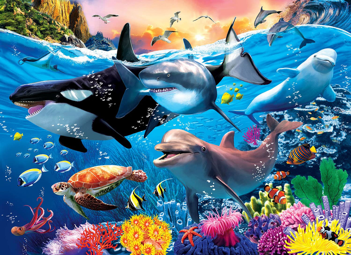 RANSUNN Underwater World 100-Piece Jigsaw Puzzle for Kids 4-8 | Educational Puzzles