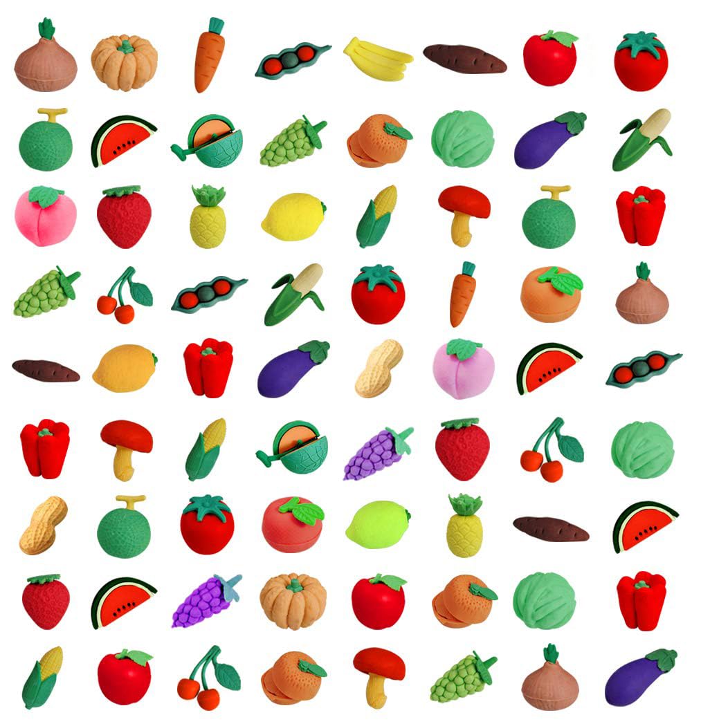 Ranvi 30PCS Kids Puzzle Erasers – Vegetable-Themed Mini Erasers for Rewards, Parties & School