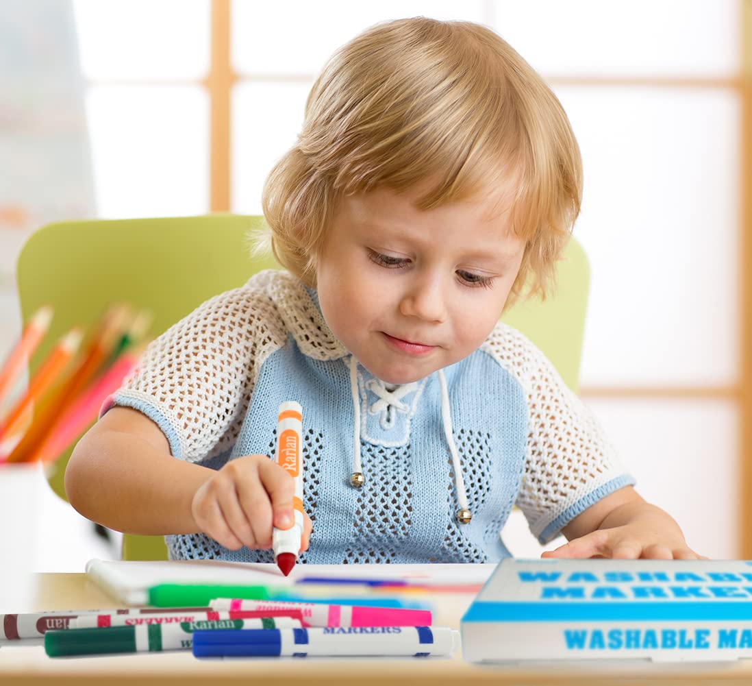 Rarlan Washable Markers Bulk — 144 Count, 12 Colors in 12 Boxes