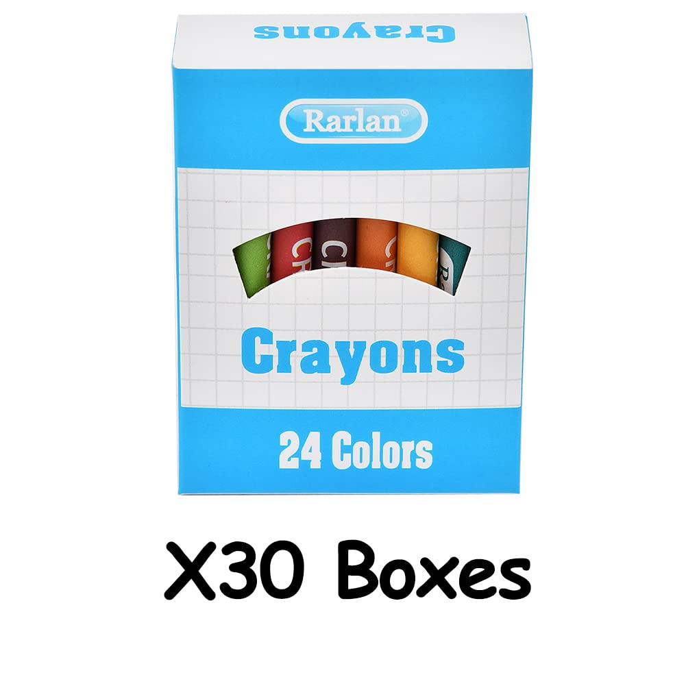 Rarlan Crayons Bulk – 720 Count (30 Packs x 24 Colors) Non-Toxic