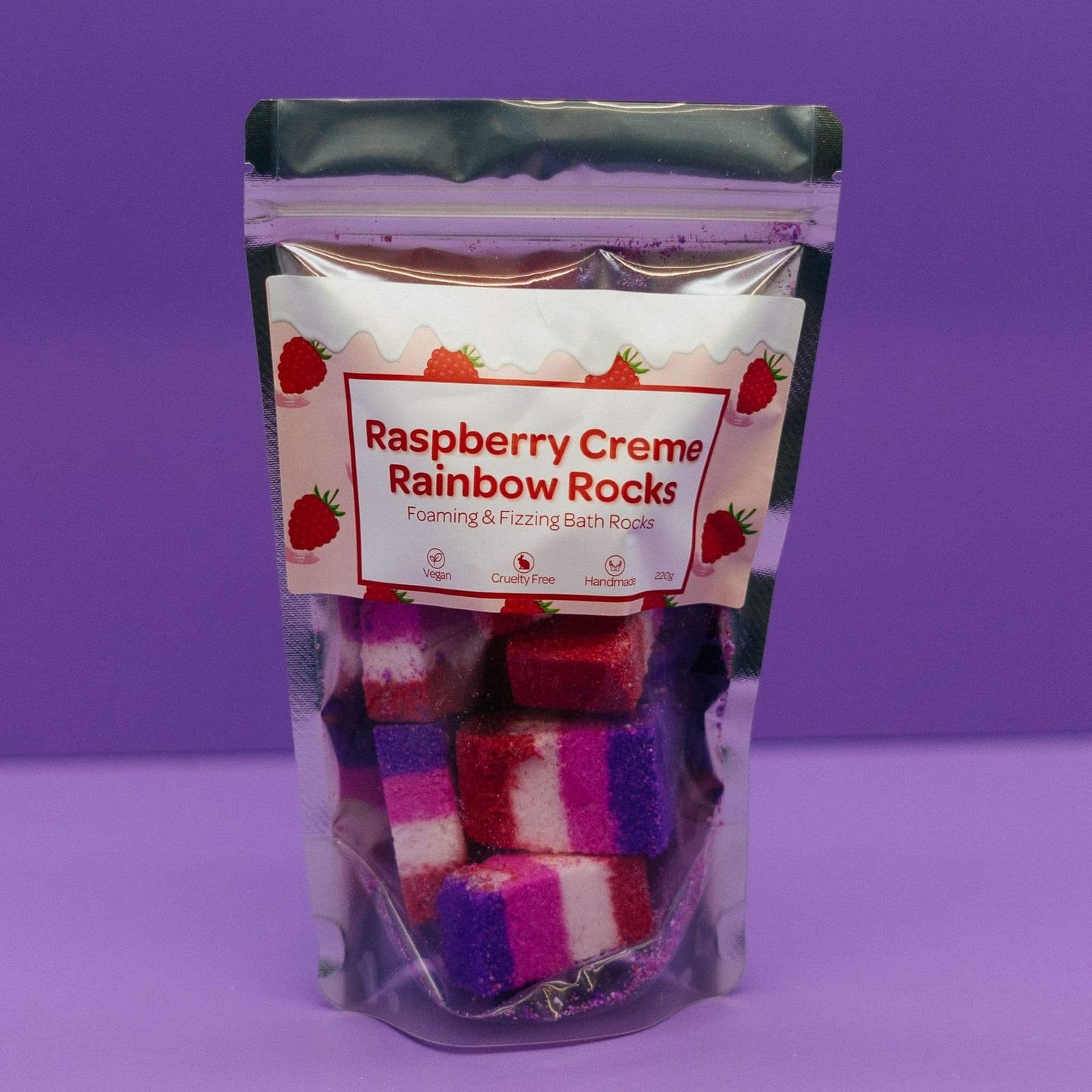 Raspberry Creme Bath Rocks 220g