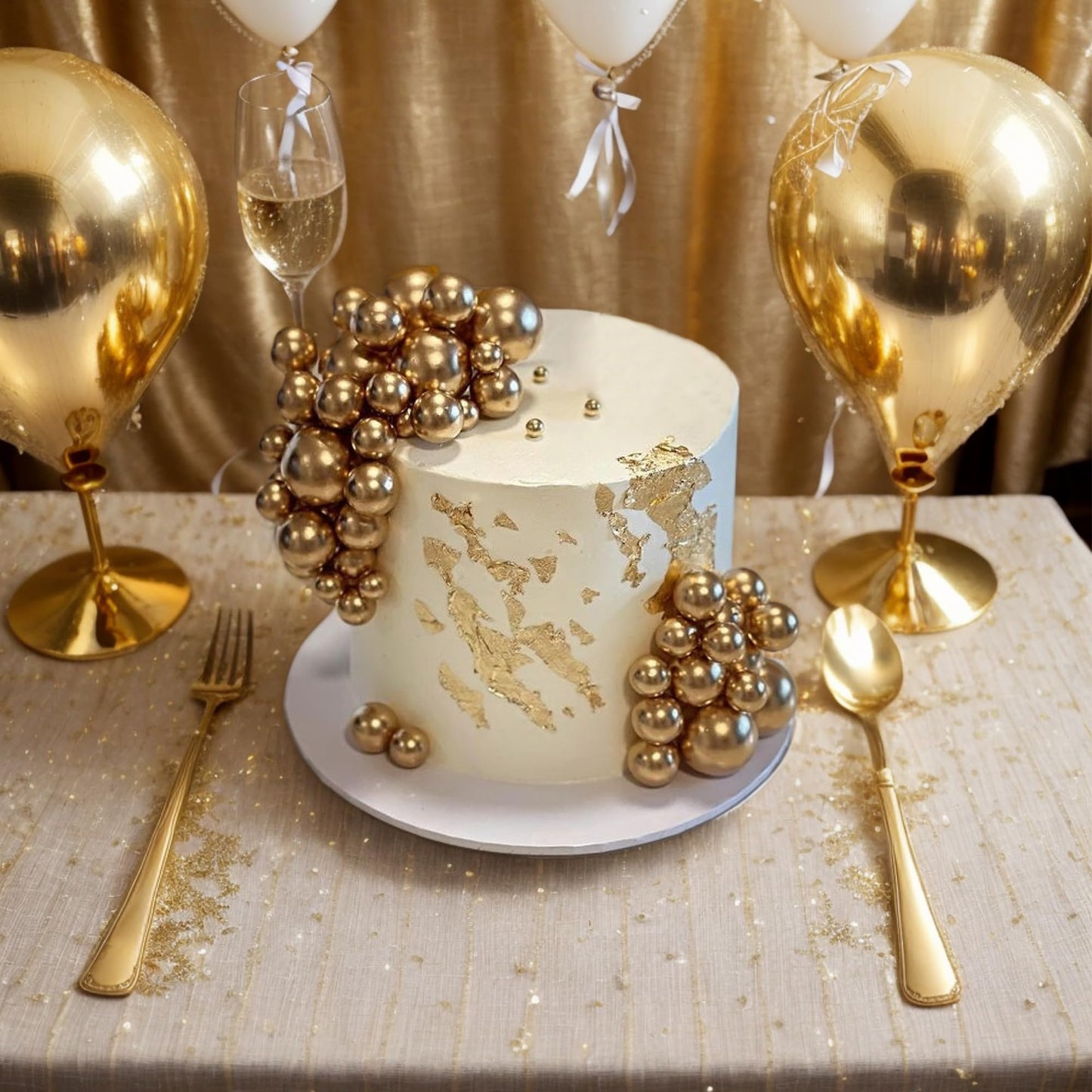 RASSLISA 56 PCS Gold Ball Cake Picks – 4 Sizes for Cakes, Cupcakes & Desserts