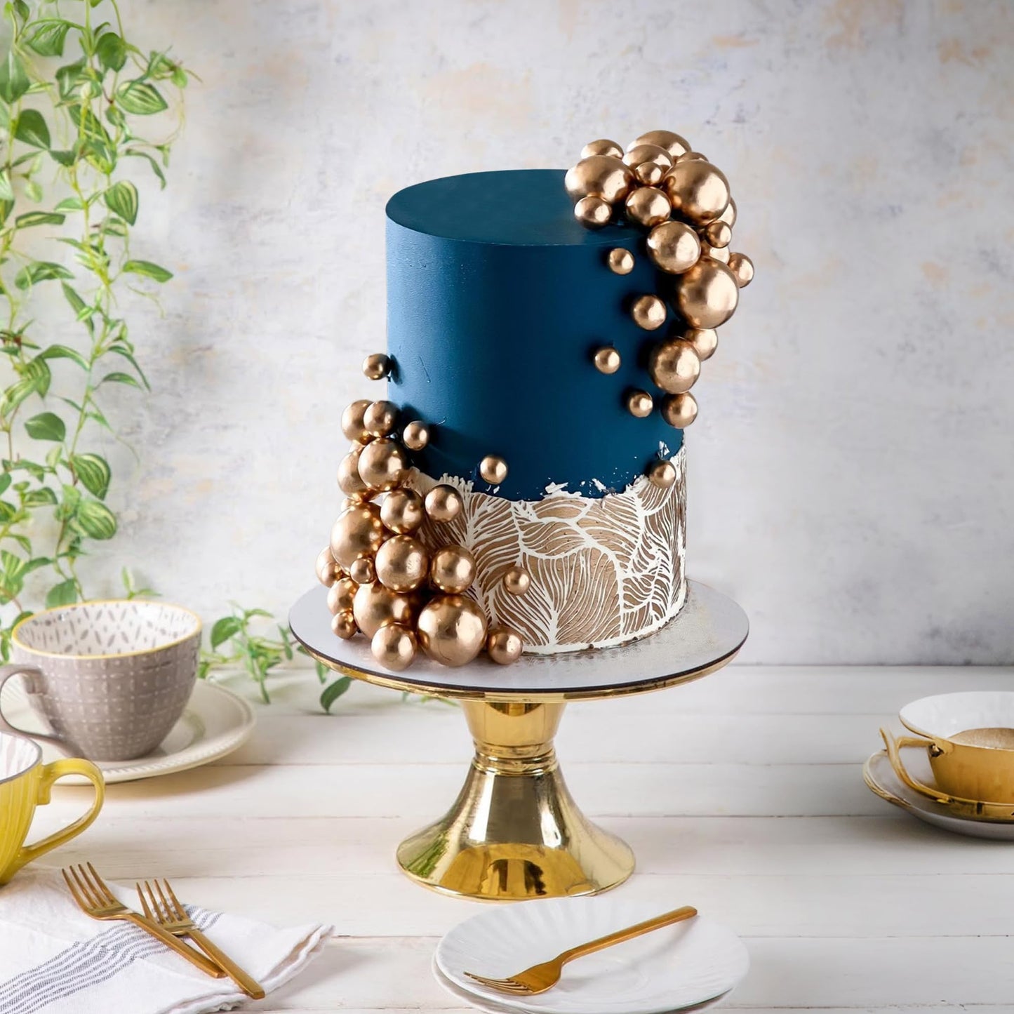 RASSLISA 56 PCS Gold Ball Cake Picks – 4 Sizes for Cakes, Cupcakes & Desserts