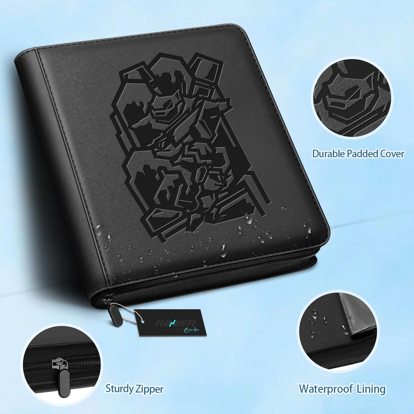 Ravaver Toploader Binder – Oversized 9-Pocket 252-Sleeve Trading Card Holder (3x4 Toploader) – Turtle Edition