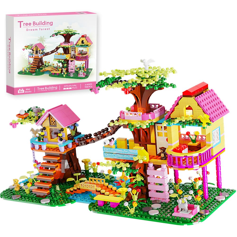 RAVAYO Creative Tree Building Set, 958pcs – Mini Brick Toy for Kids Aged 10-14