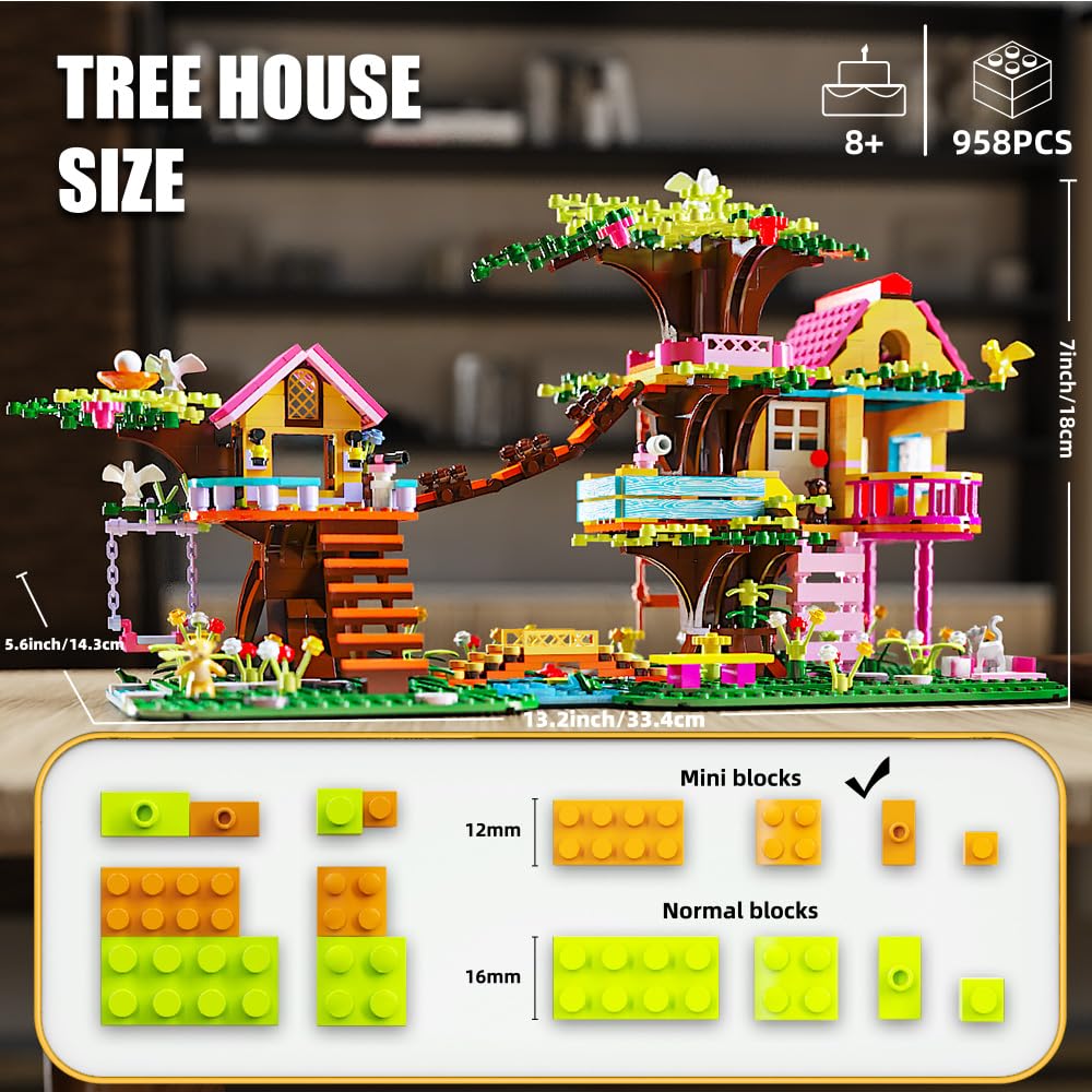 RAVAYO Creative Tree Building Set, 958pcs – Mini Brick Toy for Kids Aged 10-14