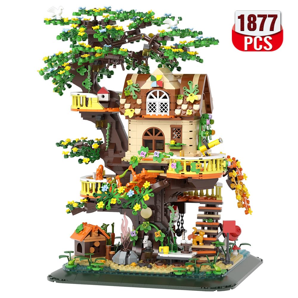 RAVAYO Forest Tree Building Blocks Set with LED | Creative Adult Toy, 1877 Pieces