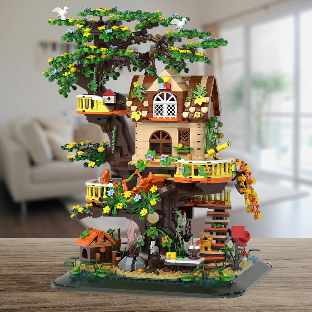 RAVAYO Forest Tree Building Blocks Set with LED | Creative Adult Toy, 1877 Pieces