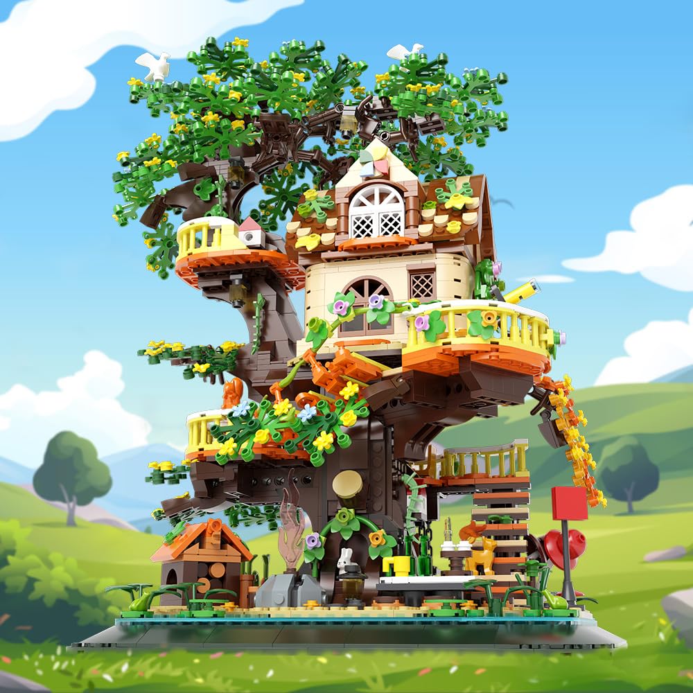 RAVAYO Forest Tree Building Blocks Set with LED | Creative Adult Toy, 1877 Pieces