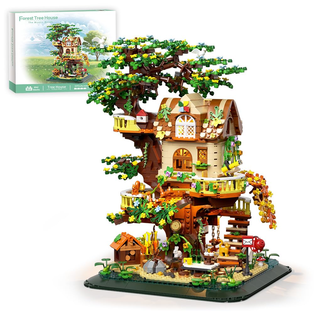 RAVAYO Forest Tree Building Blocks Set with LED | Creative Adult Toy, 1877 Pieces