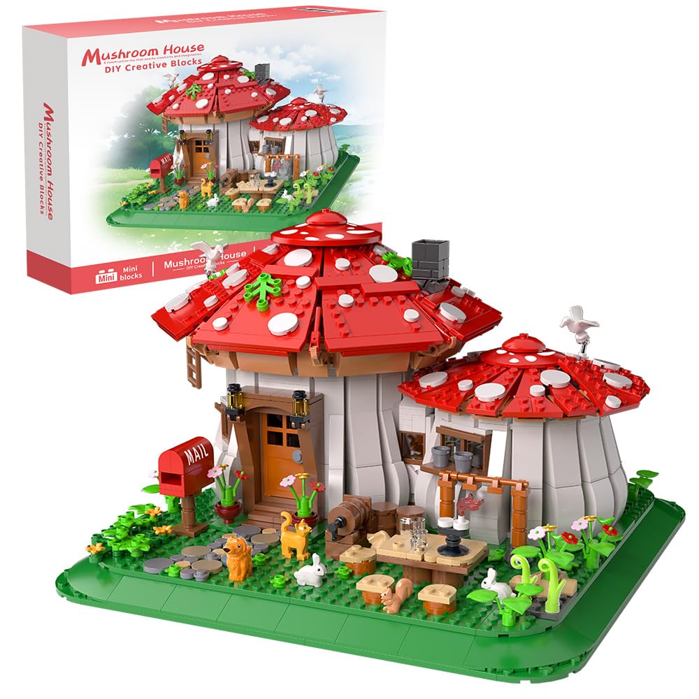 RAVAYO Mushroom House Blocks – 1621 Pcs, Gift for Adults & Teens