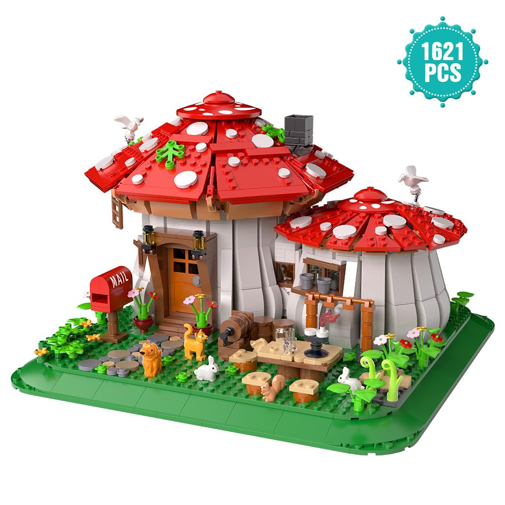 RAVAYO Mushroom House Blocks – 1621 Pcs, Gift for Adults & Teens