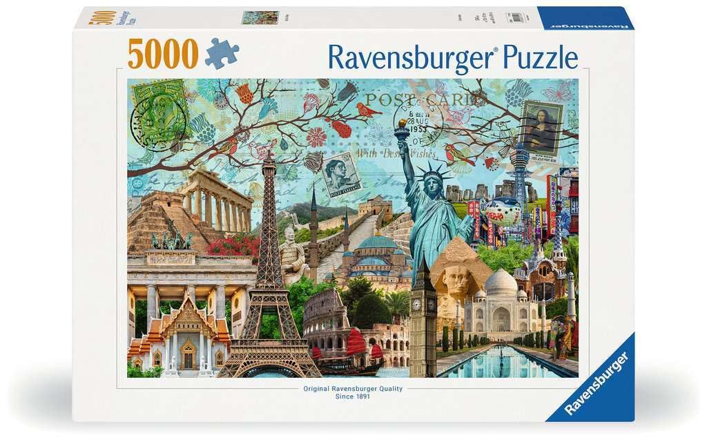 Ravensburger Big City Collage 5000-Piece Jigsaw Puzzle – Stunning Global Skylines, Premium Quality