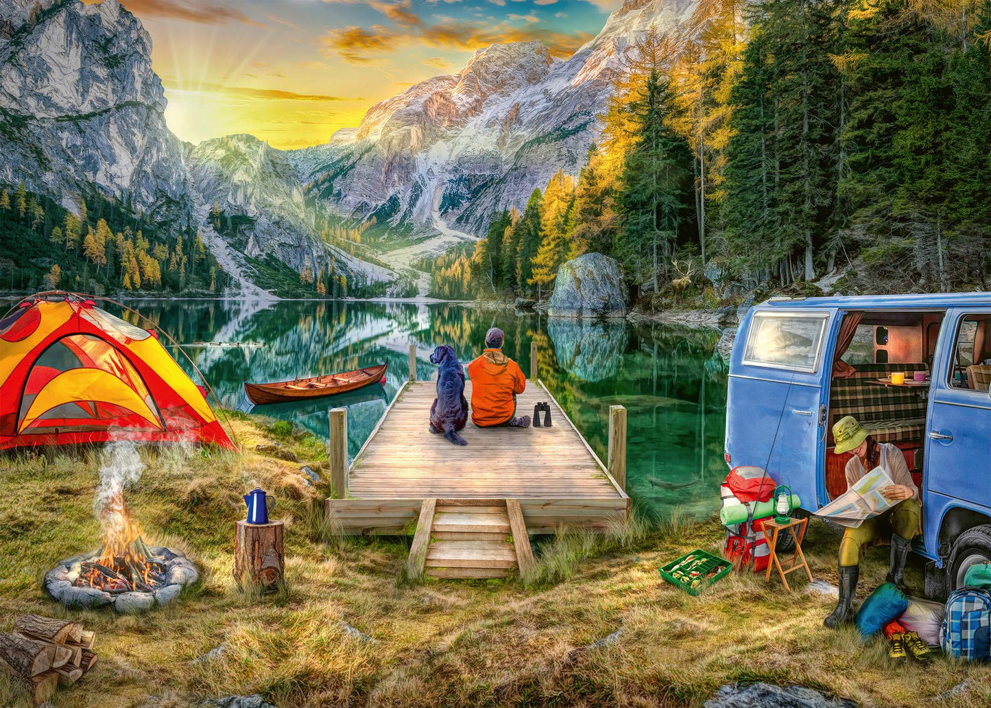 Ravensburger Calm Campsite Puzzle – 1000 Pieces, Softclick, FSC Certified (70 x 50 cm)
