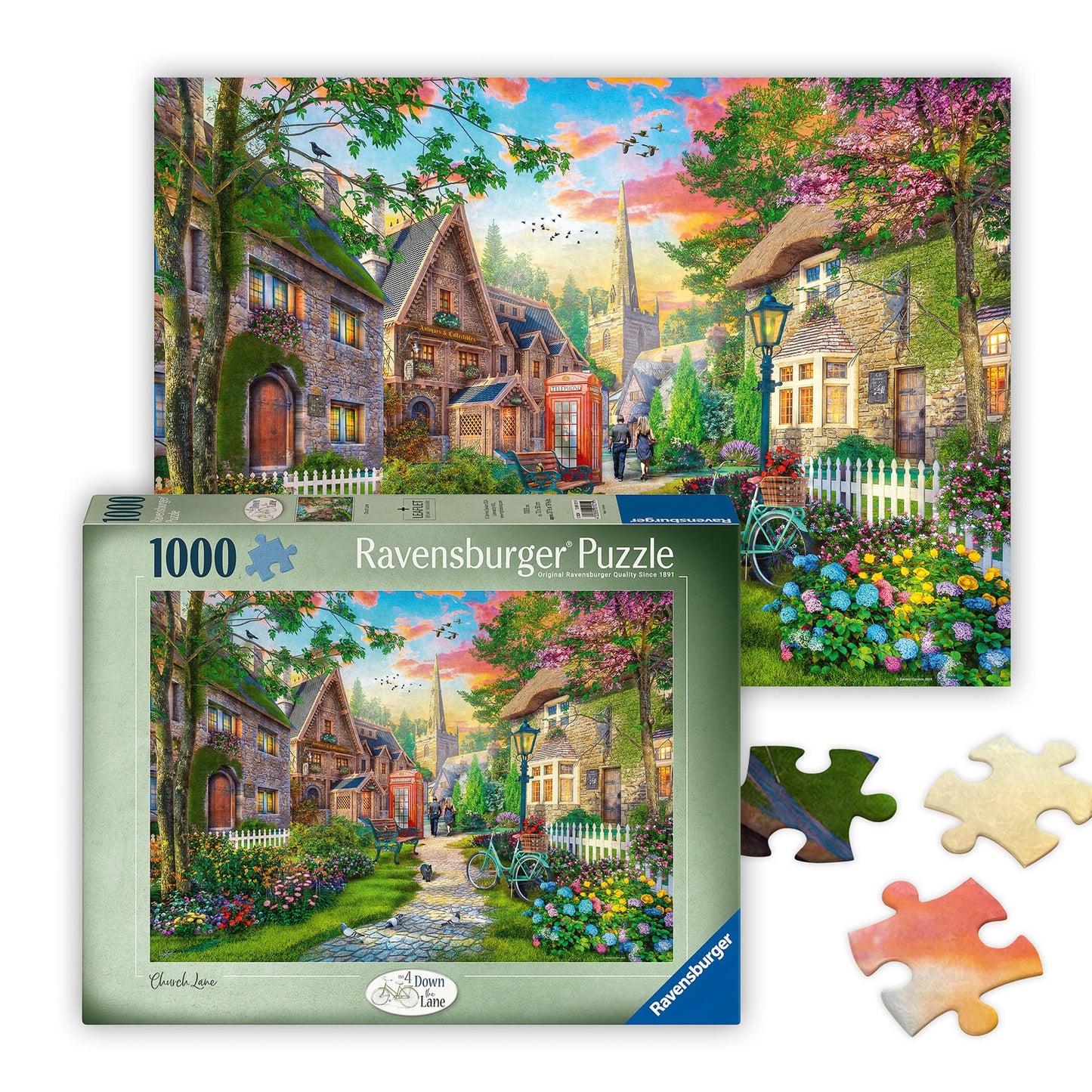 Ravensburger Church Lane 1000-Piece Puzzle – Charming English Village Scene | Premium Quality