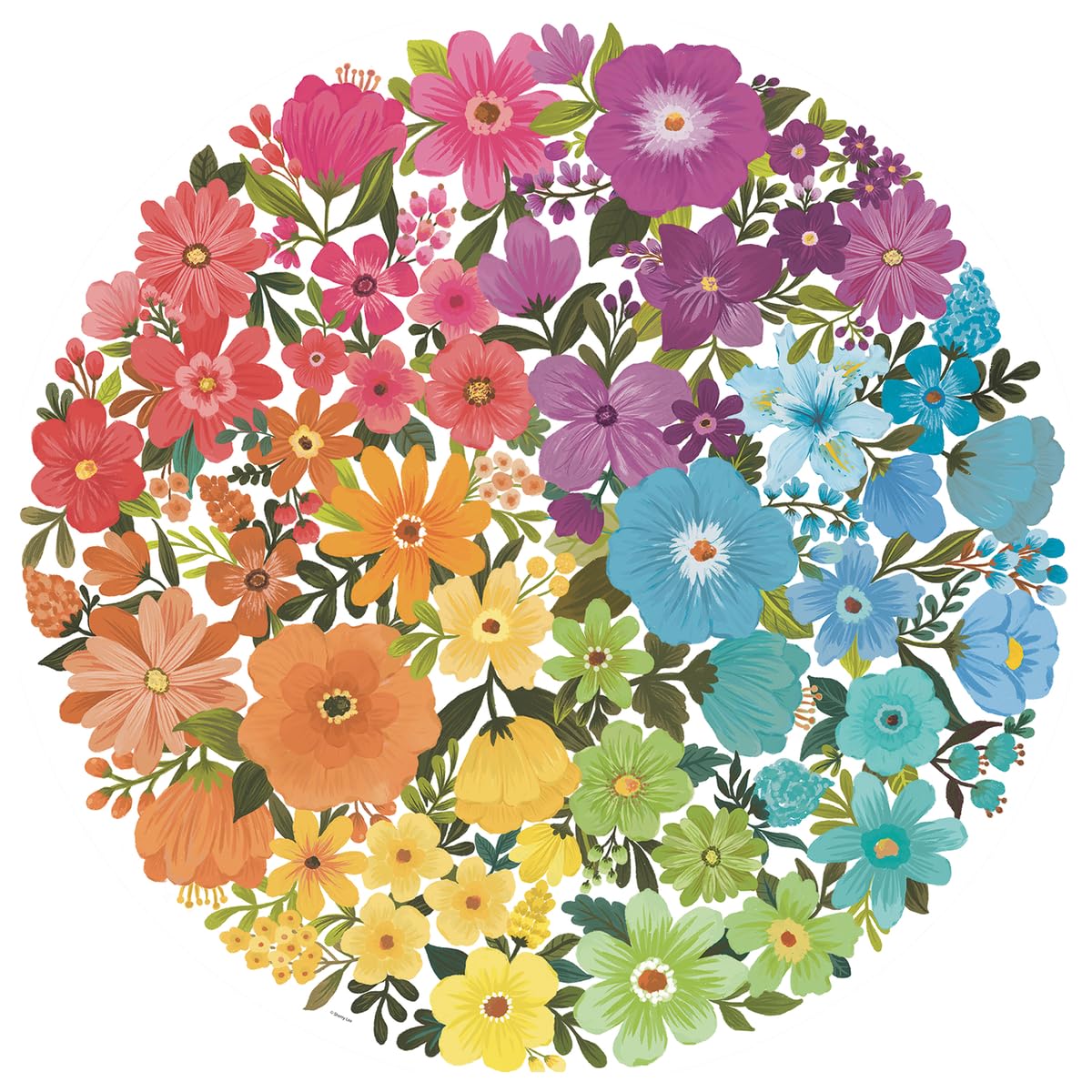 Ravensburger Circle of Colors: Flowers 500-Piece Round Puzzle | FSC-Certified