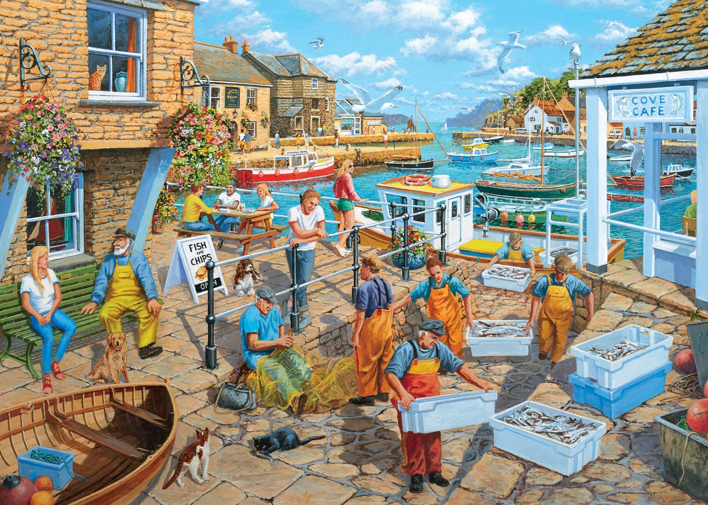 Ravensburger Fisherman's Life 1000-Piece Jigsaw Puzzle – Coastal Pier Scene in Vivid Colors | Puzzles for Adults